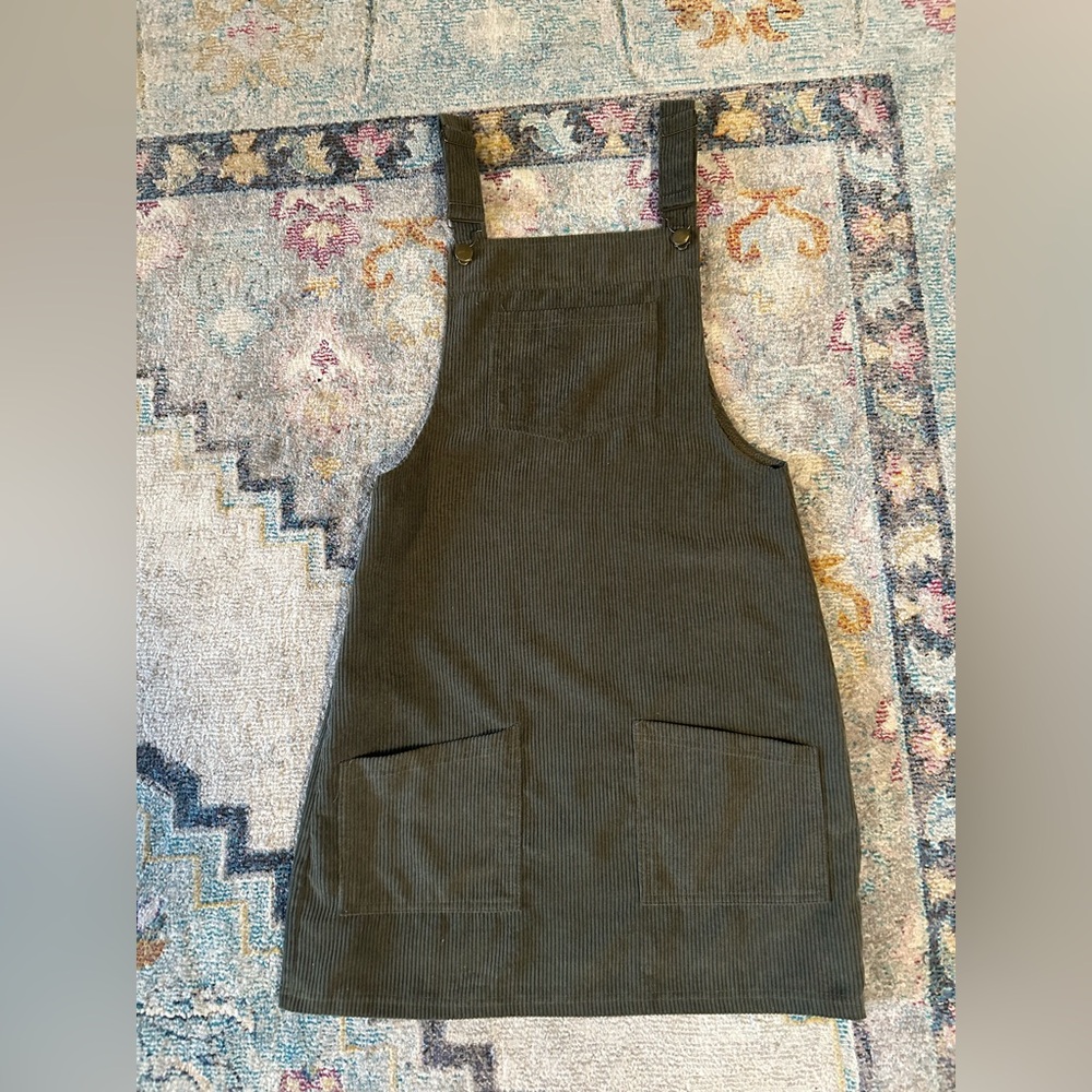 CupSHE Olive Green Corduroy Overall Jumper/Dress